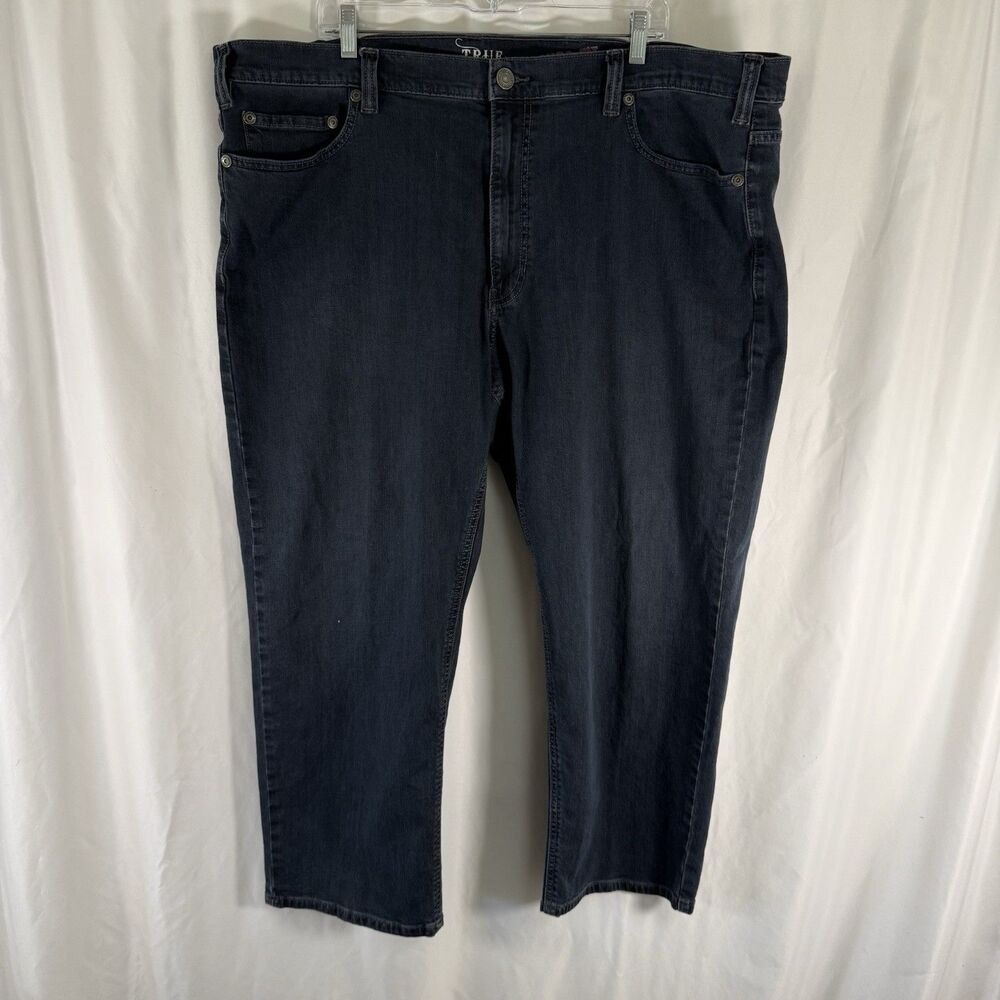 True Nation Relaxed Fit Jeans Mens 48x28 Dark Wash Blue Denim 5 Pocket Cotton Bl